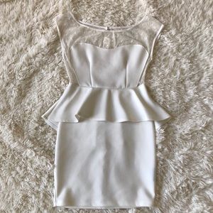 Off white peplum mini dress